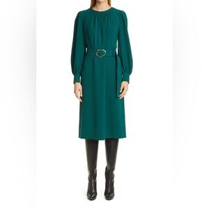 LAFAYETTE 148 New York Iver Finesse
Crepe Long Sleeve Midi Dress Green cedar XS